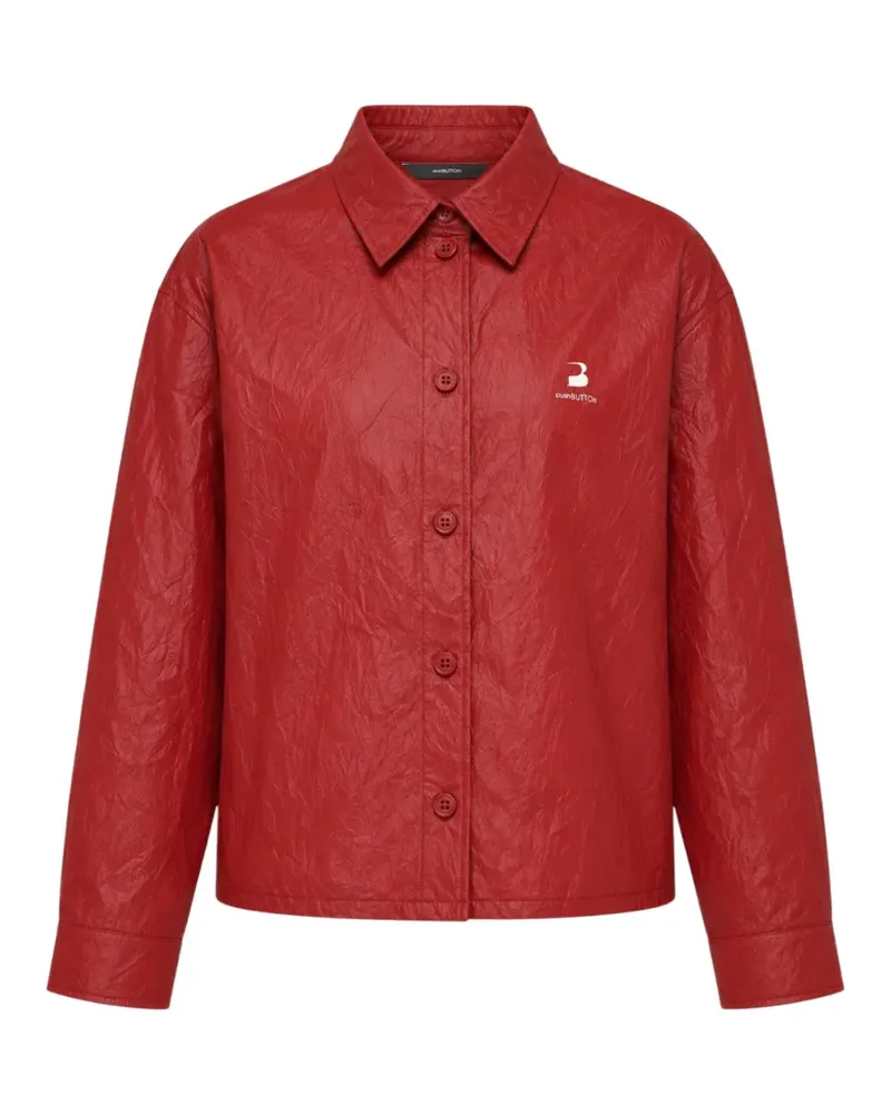 pushBUTTON crinkled-finish logo-print shirt - Rot Rot