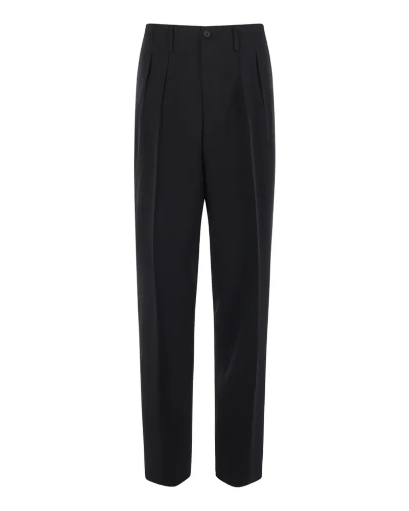 Yohji Yamamoto pleat-detail wool trousers - Schwarz Schwarz