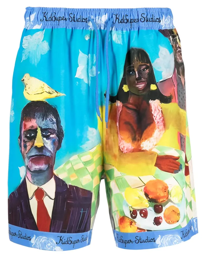 KidSuper Shorts mit grafischem Print - Blau Blau