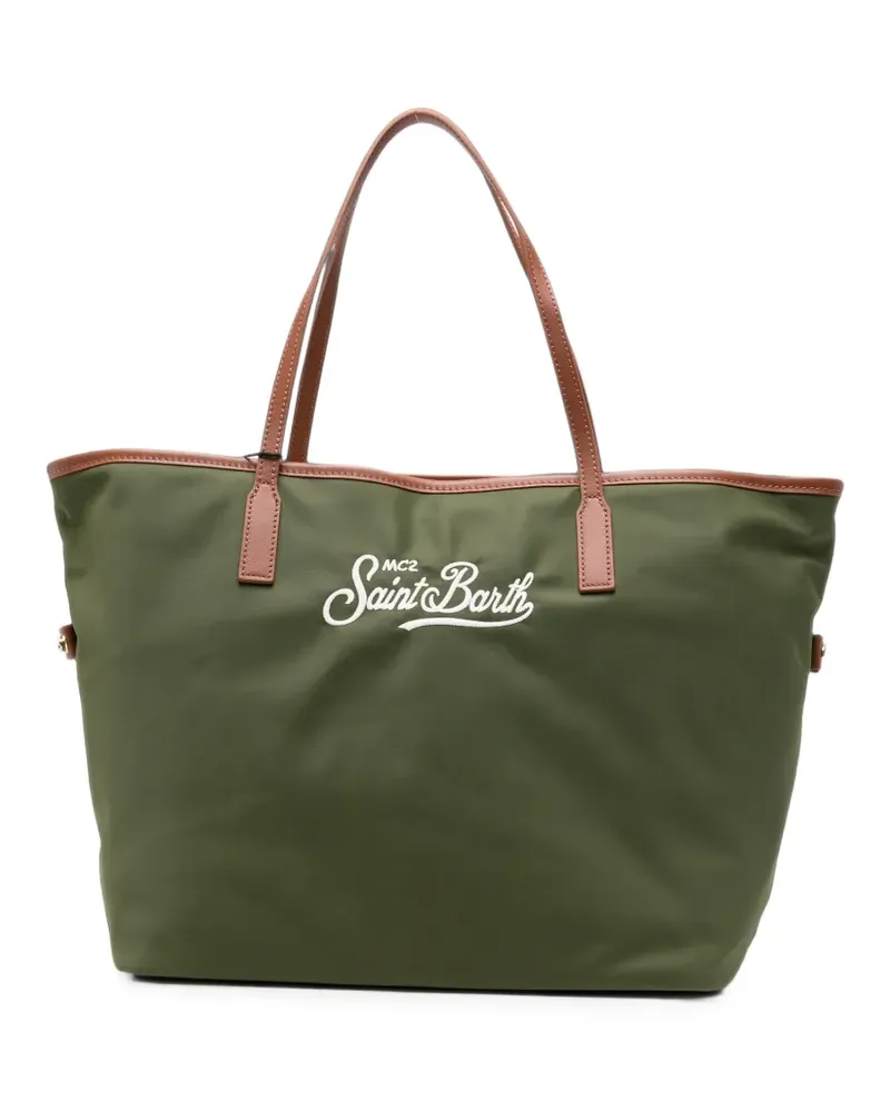 MC2 Saint Barth logo-embroidered faux-leather trim tote bag - Grün Grün