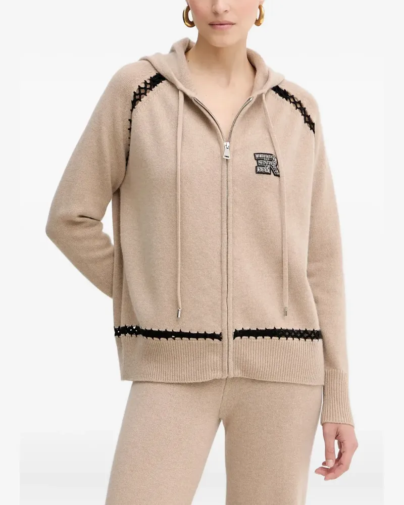 Ermanno Scervino zip-up logo-appliqué hoodie - Nude Nude