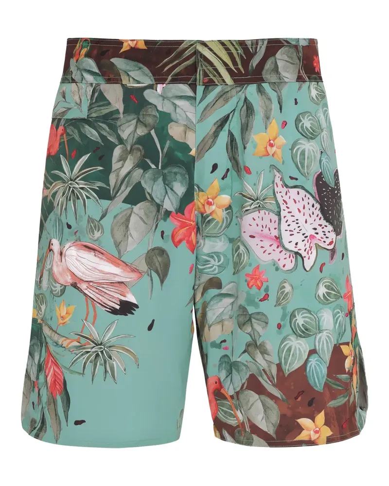 Amir Slama Badeshorts mit Blumenprint - Grün Grün
