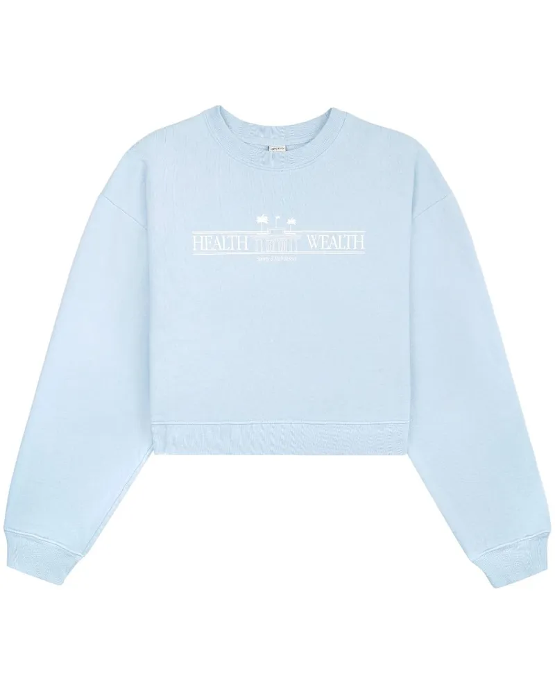 SPORTY & RICH Health Resort Cropped-Sweatshirt Blau