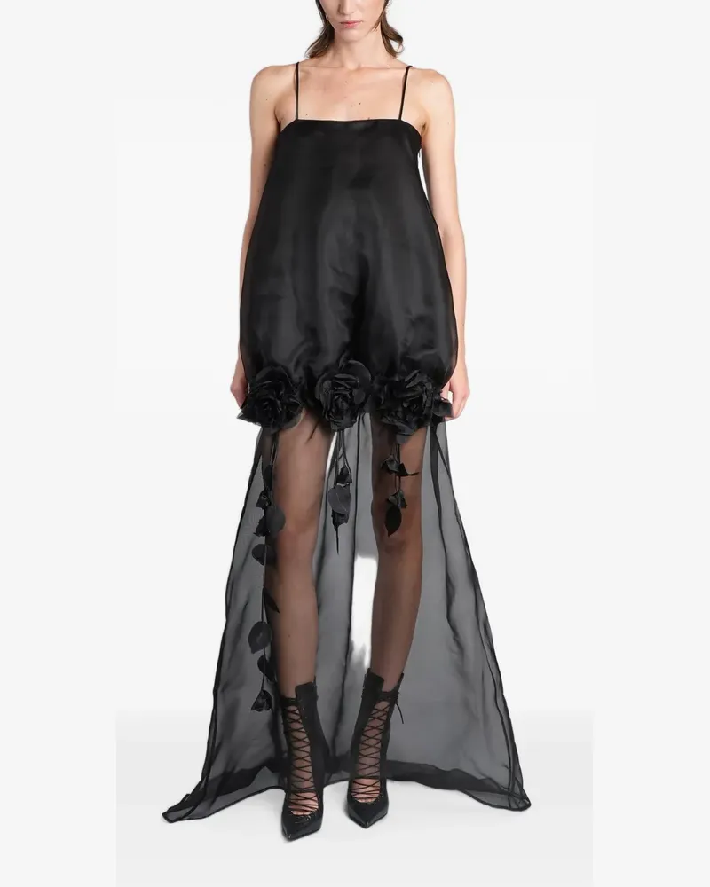 Giuseppe di Morabito floral-appliqué sheer-skirt maxi dress - Schwarz Schwarz