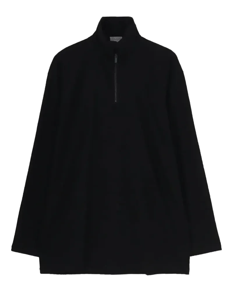 Yohji Yamamoto Half-Zip-Pullover mit wattiertem Kragen - Schwarz Schwarz