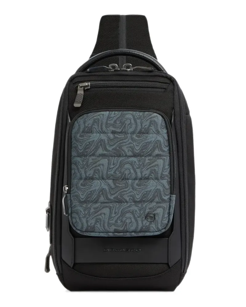 Piquadro quilted swirl-print backpack - Schwarz Schwarz
