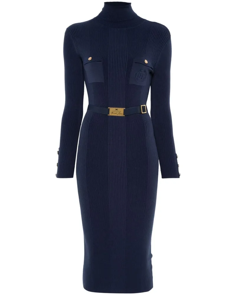Elisabetta Franchi Geripptes Minikleid mit Logo-Stickerei - Blau Blau
