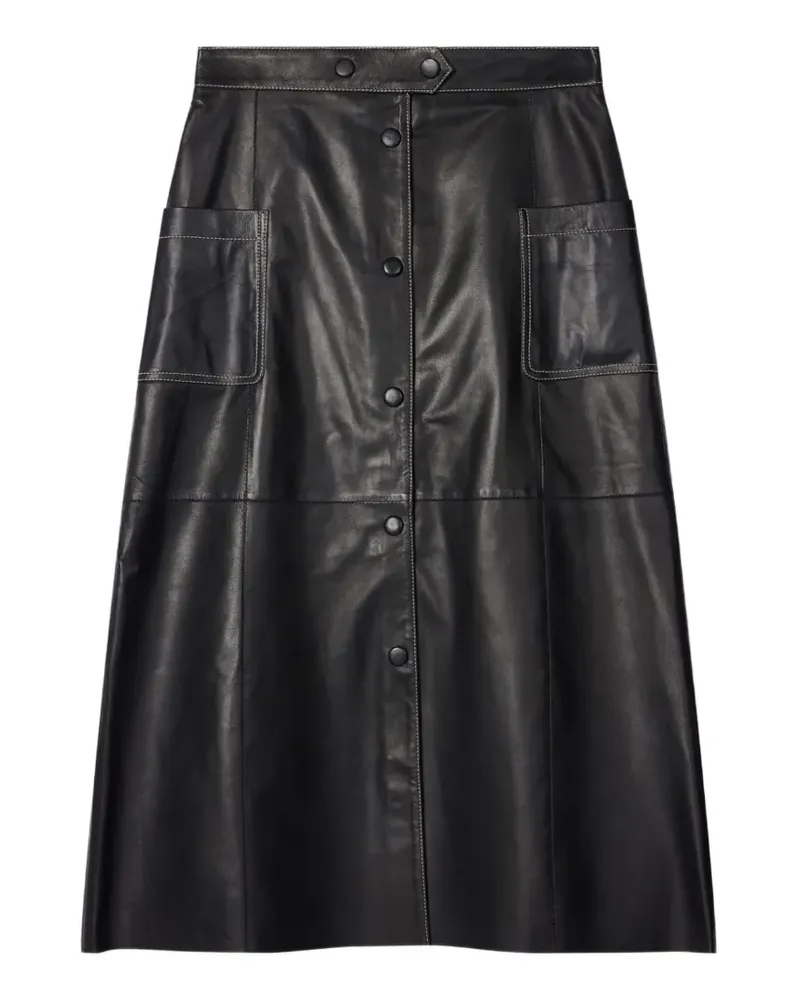 Paul Smith Geknöpfter Leder-Midirock - Schwarz Schwarz