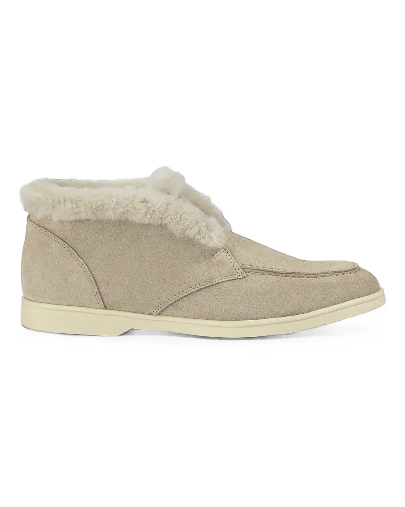 Doucal´s shearling-trim suede desert boots - Nude Nude