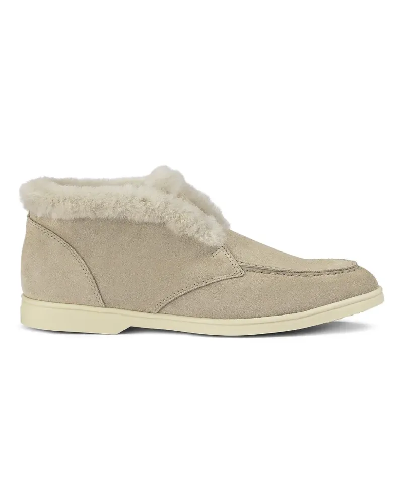Doucal´s Desert-Boots aus Wildleder mit Shearling-Besatz - Nude Nude