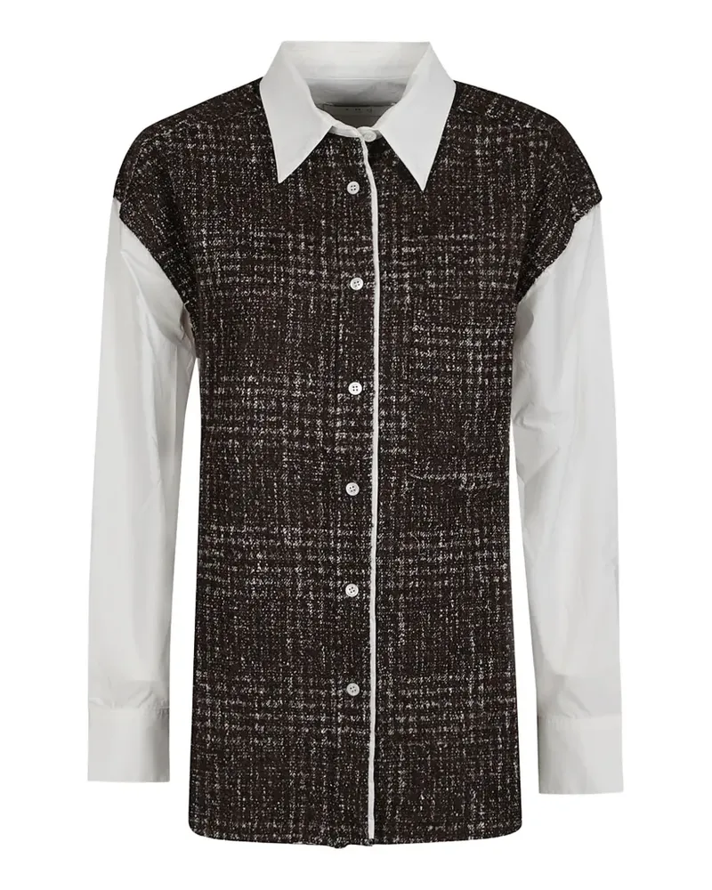 IRO tweed-panelled long-sleeve shirt - Weiß Weiß