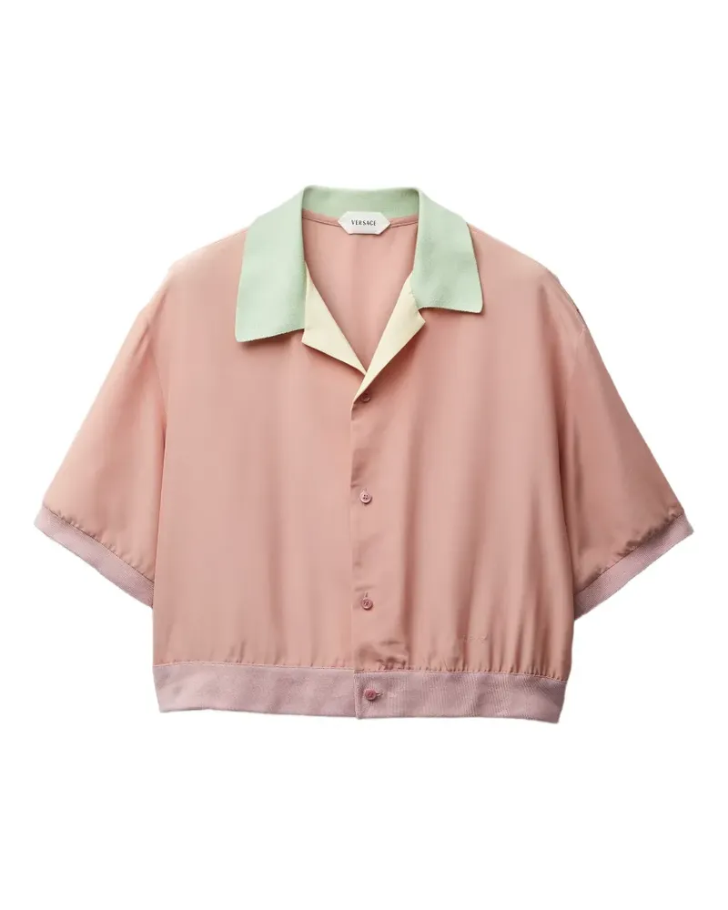 Versace Kurzes Popeline-Hemd aus Seide - Rosa Rosa