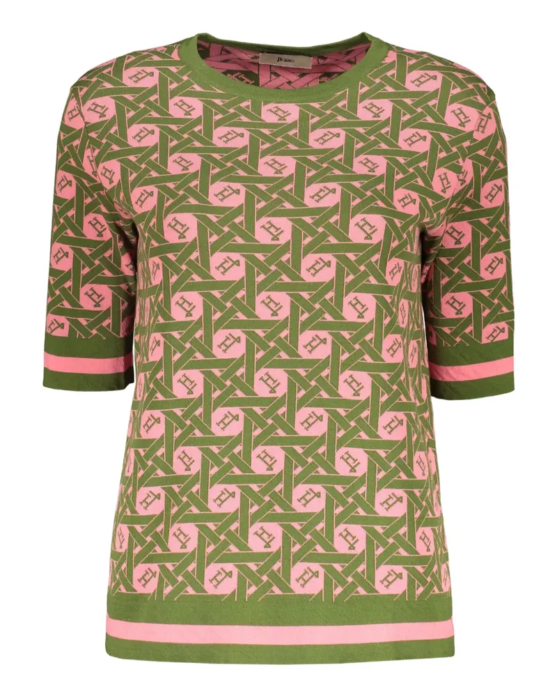 Herno T-Shirt mit Jacquardmuster - Grün Grün