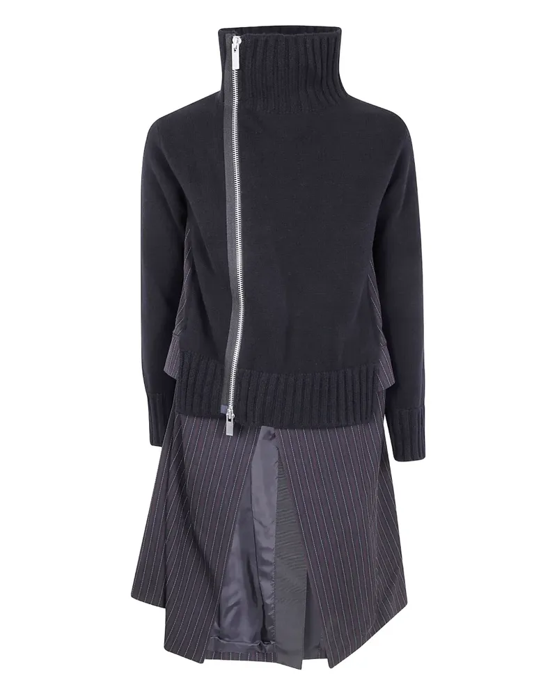 Sacai zip-up pinstripe coat - Schwarz Schwarz