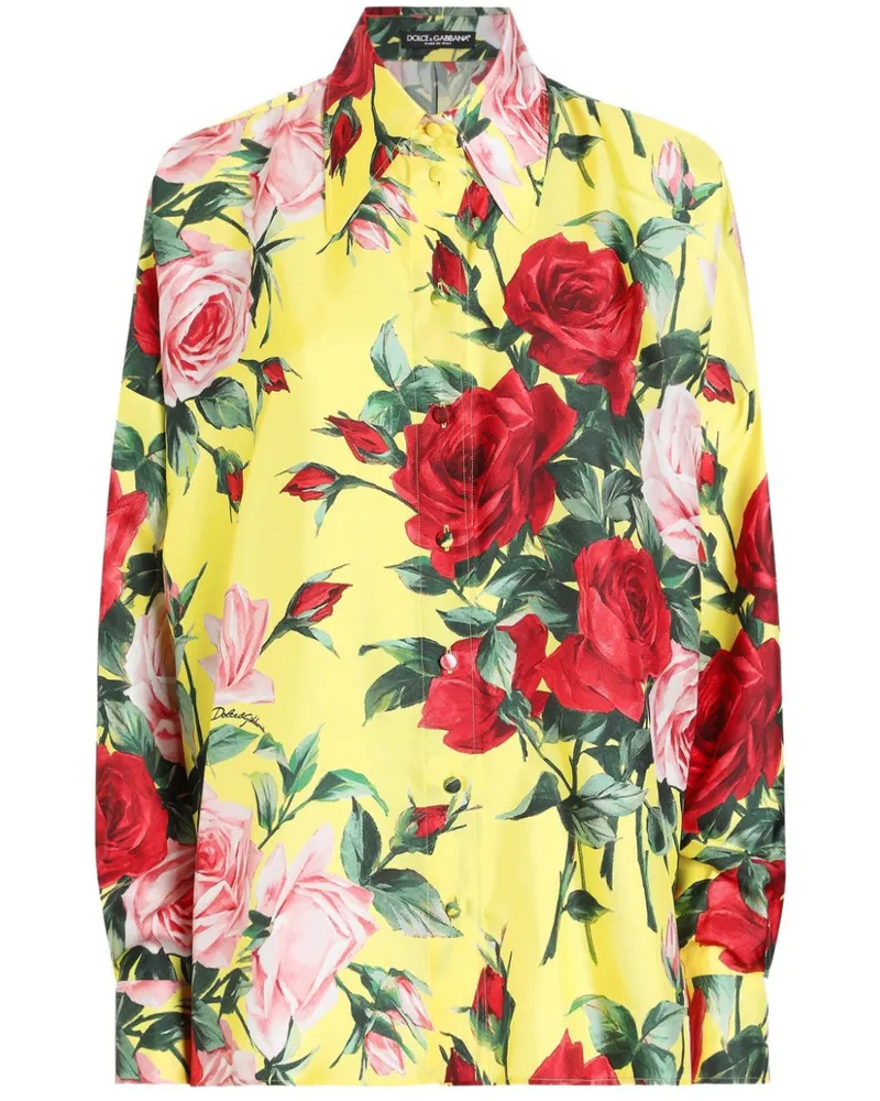 Dolce & Gabbana Hemd mit Blumen-Print - Gelb Gelb