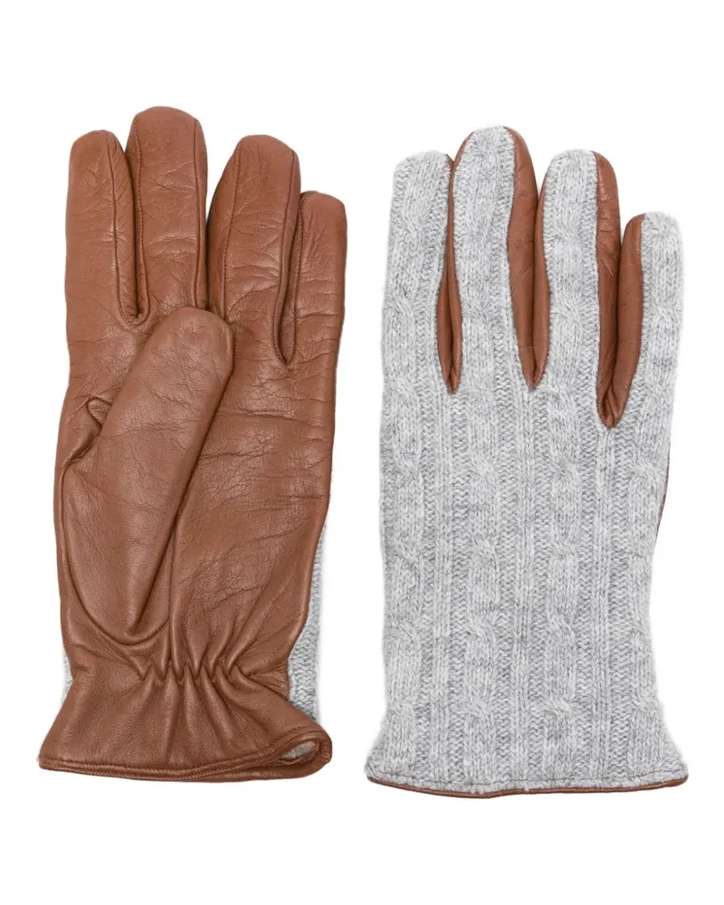 Eleventy Handschuhe mit Zopfmuster - Braun Braun