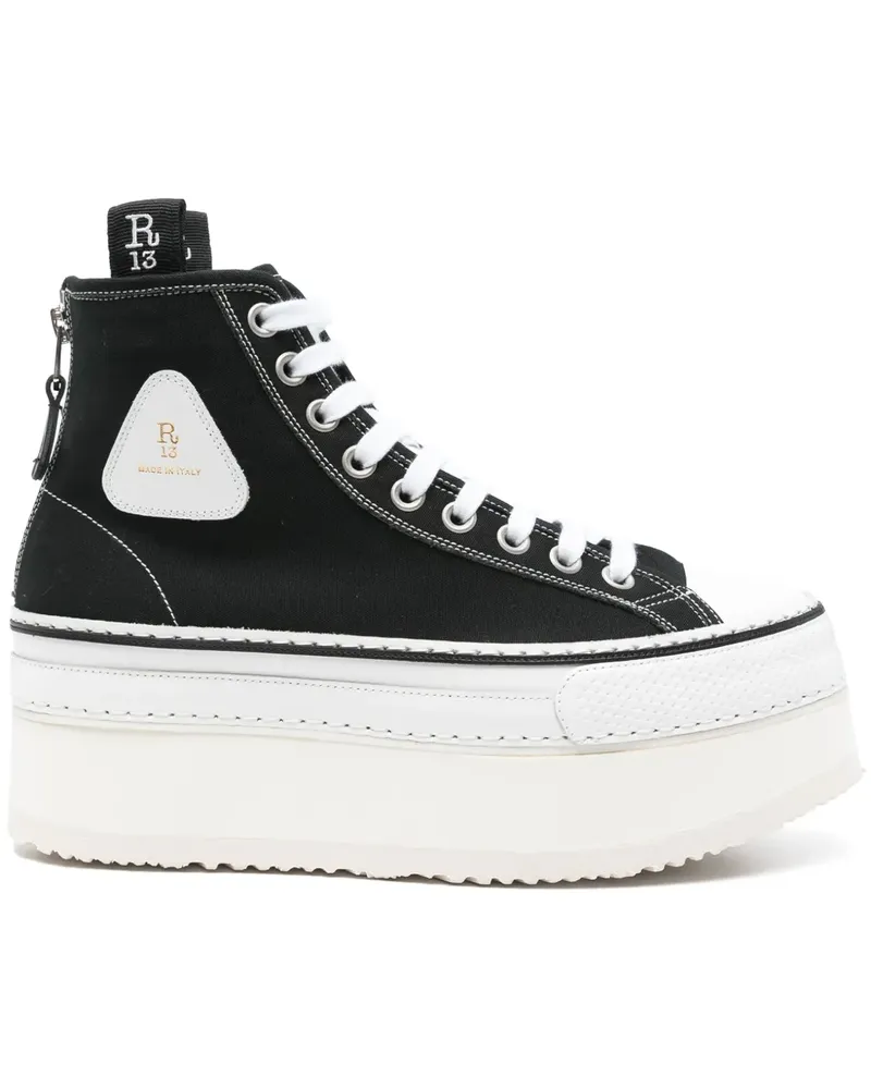 R13 High-Top-Sneakers mit Plateau - Schwarz Schwarz