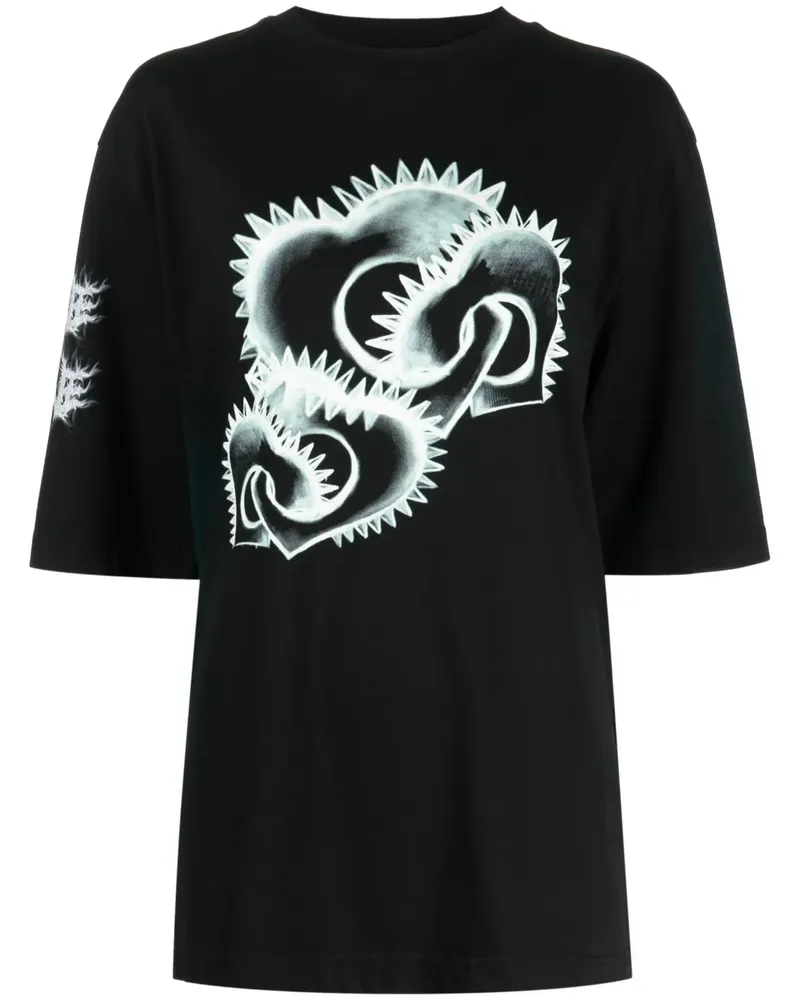 WE 11 DONE T-Shirt mit grafischem Print - Schwarz Schwarz