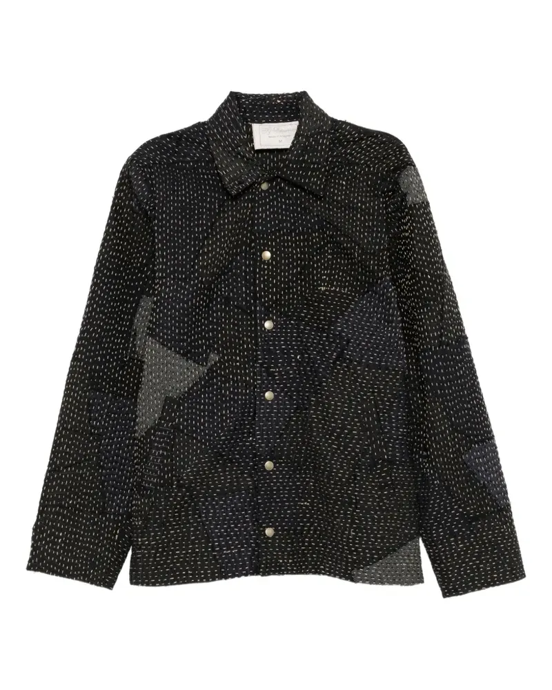 BY WALID city-stripe milton jacket - Schwarz Schwarz