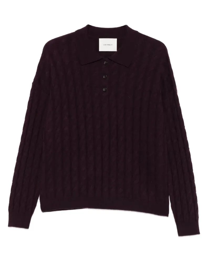 Lisa Yang Polokragen-Pullover mit Zopfmuster - Violett Violett