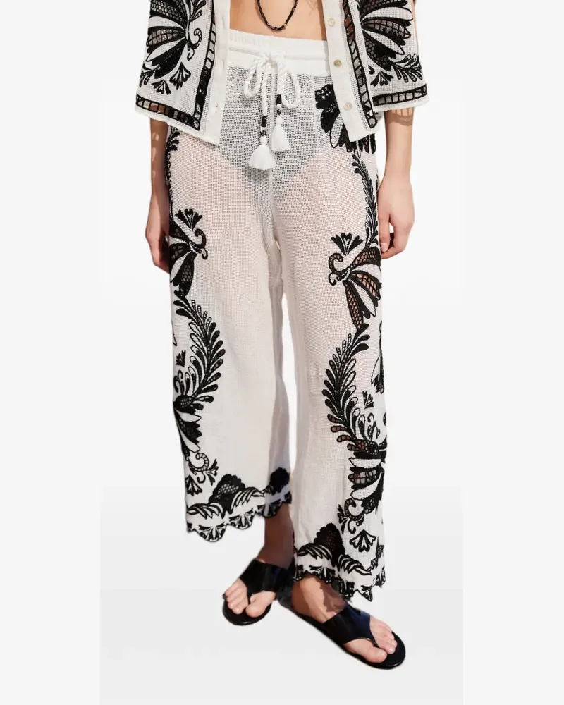 FARM Rio drawstring floral trousers - Weiß Weiß