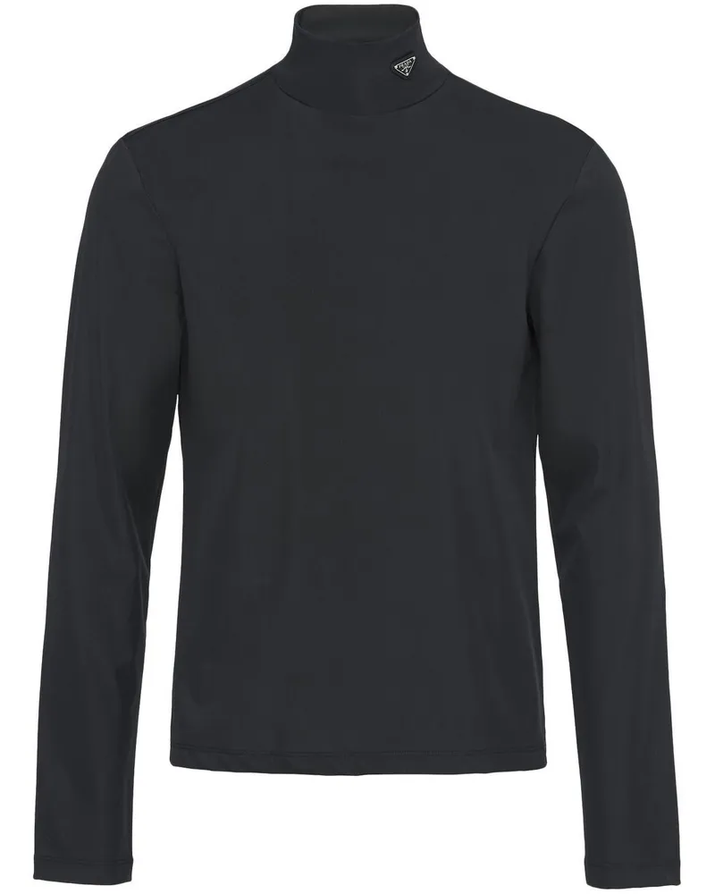 Prada Rollkragenoberteil mit Triangel-Logo - Schwarz Schwarz