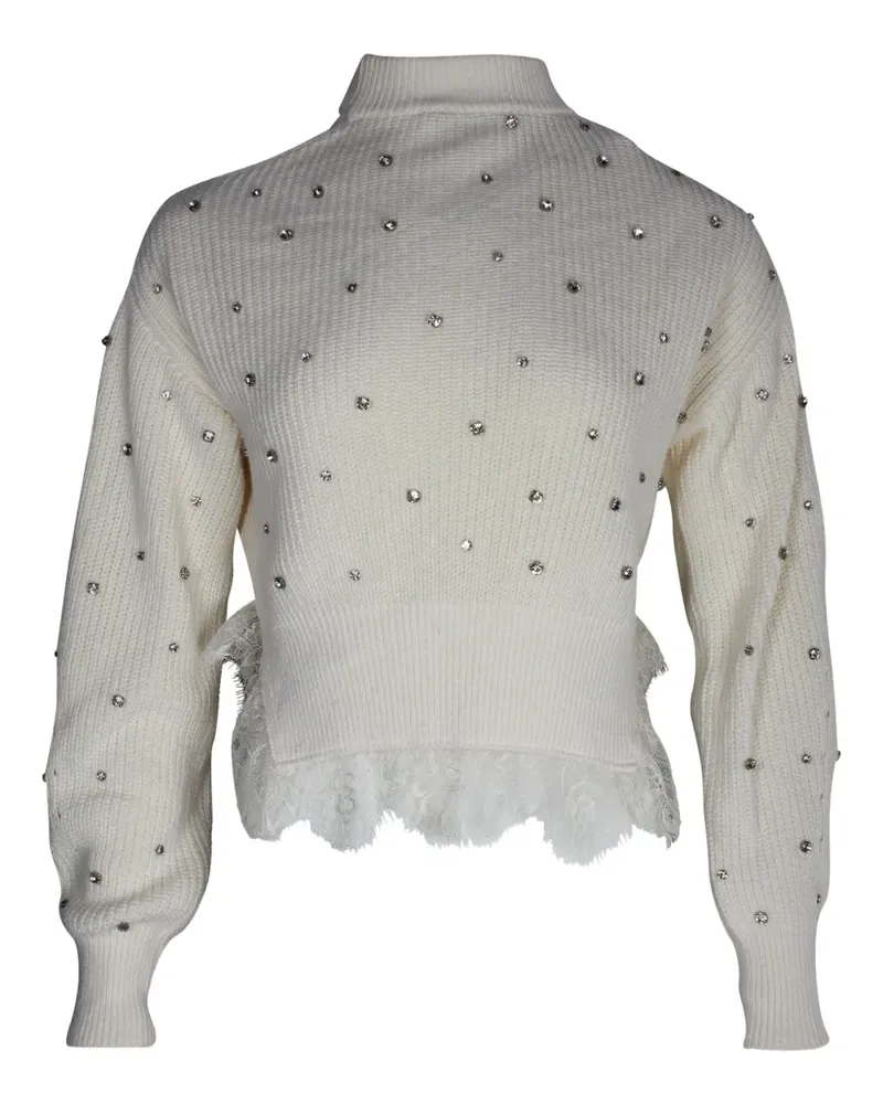 Self-Portrait crystal-embellishment sweater - Weiß Weiß