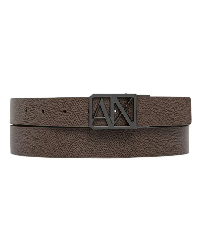 Armani Exchange logo-plaque belt - Braun Braun