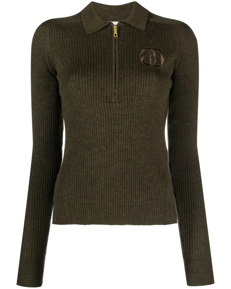 Bally Geripptes Stricktop mit Logo - Grün Grün