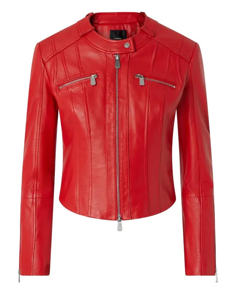 Pinko Bikerjacke aus Leder - Rot Rot