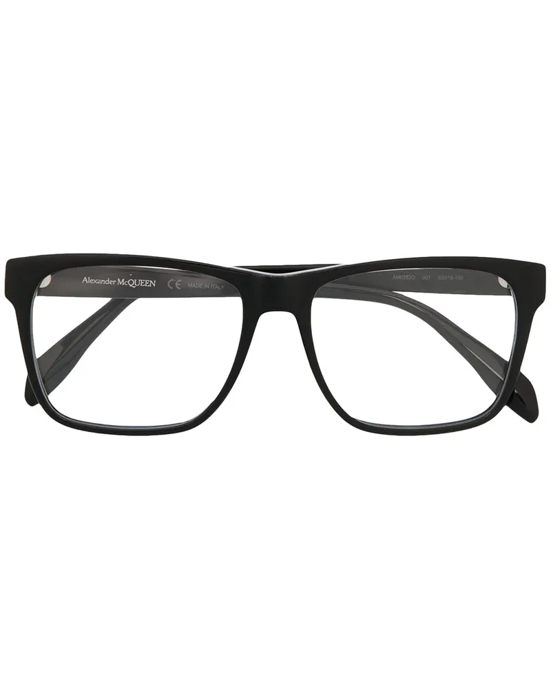 Alexander McQueen Brille mit eckigem Gestell - Schwarz Schwarz