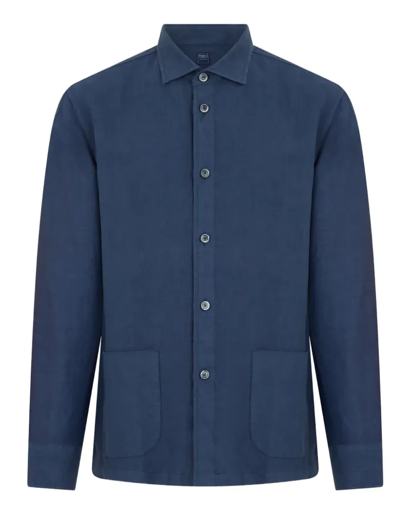 Fedeli linen patch-pocket shirt - Blau Blau