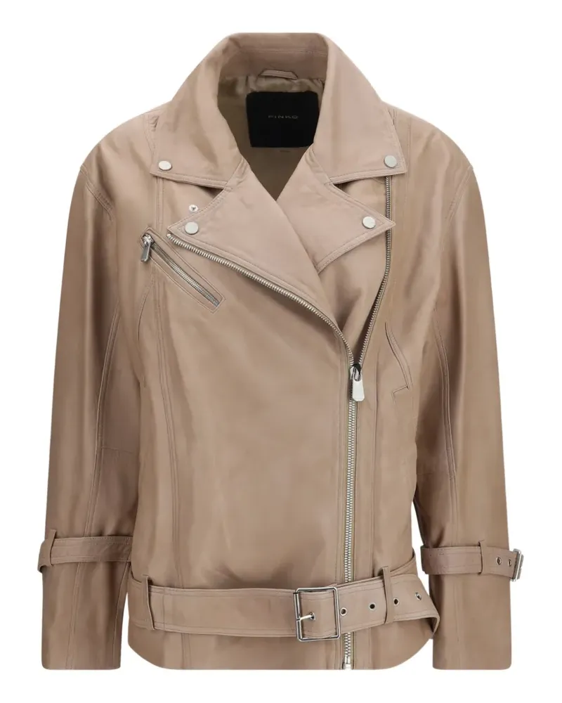 Pinko Candy belted leather jacket - Nude Nude