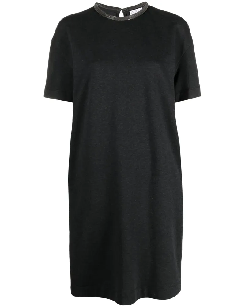 Brunello Cucinelli Monili T-Shirtkleid mit Perlenverzierung - Schwarz Schwarz