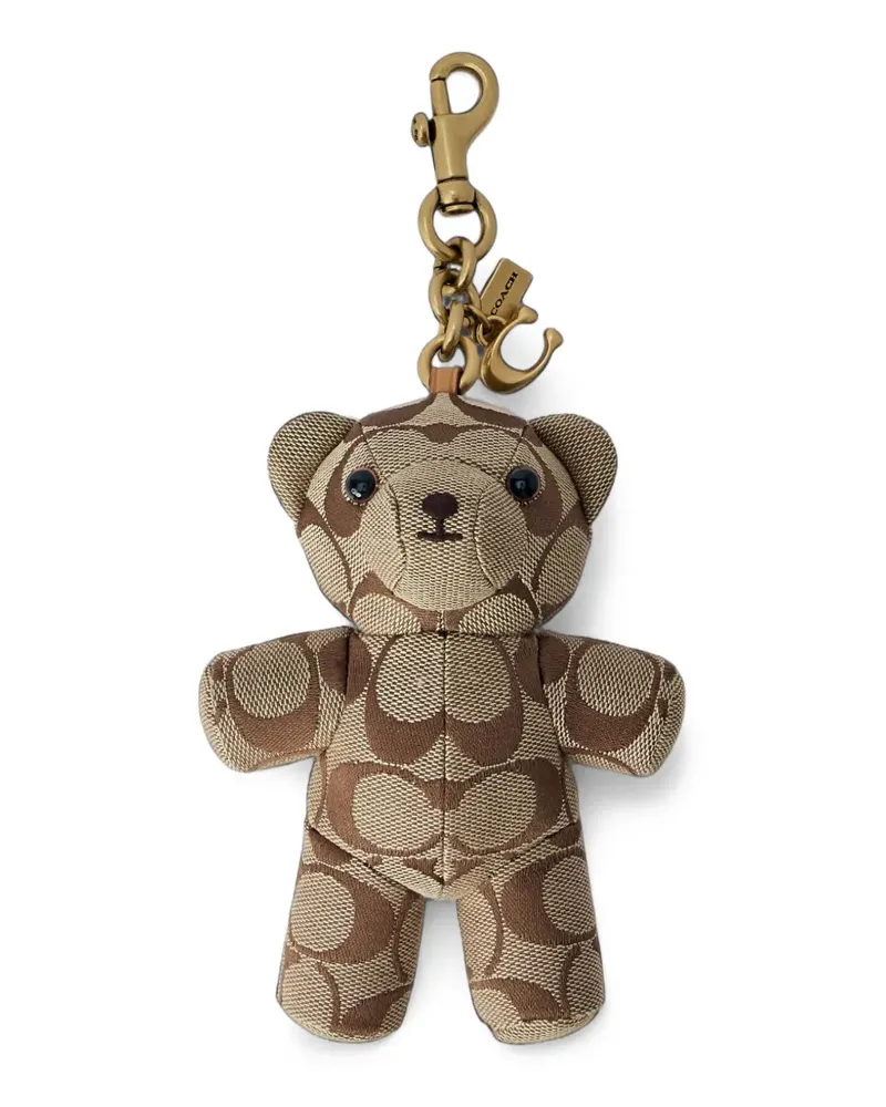 Coach bear bag charm in signature jacquard - Nude Nude