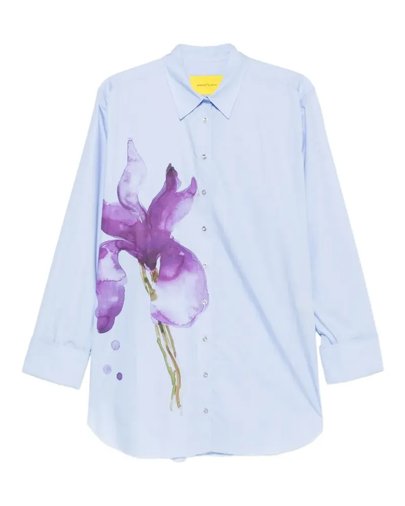 Marques ' Almeida floral-print raw-hem shirt - Blau Blau