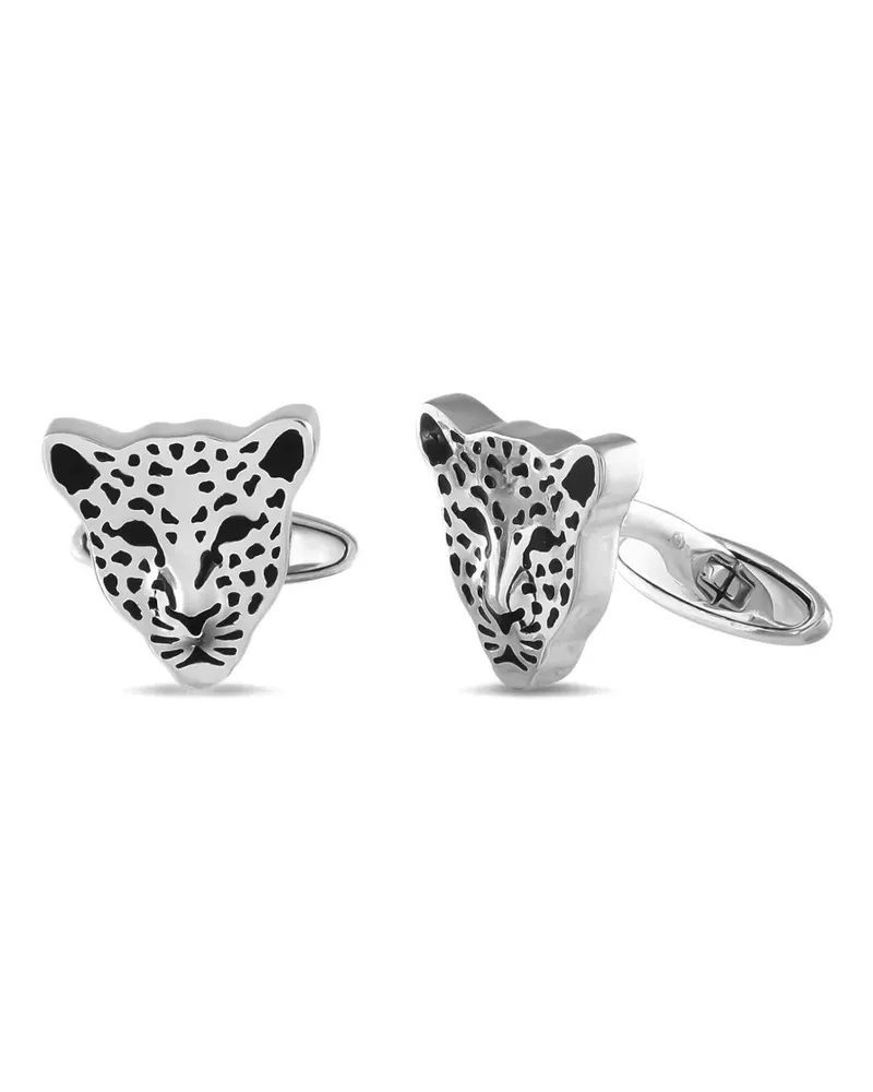 Carrera Y Carrera 18kt Leopard Weißgold-Manschettenknöpfe - Silber Silber