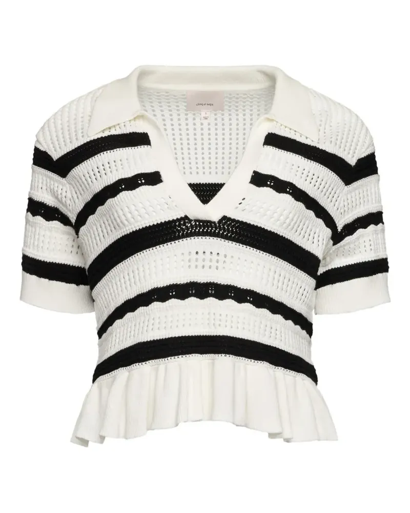 Cinq à Sept Elvire striped-ruffled sweater - Weiß Weiß