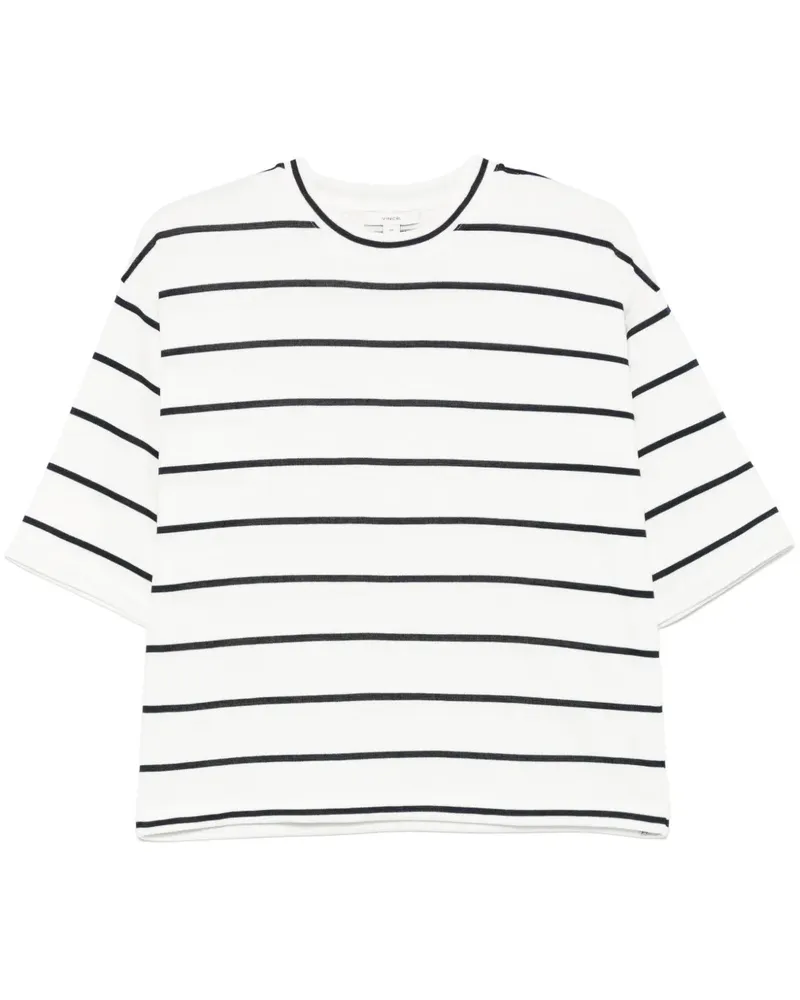 Vince Gestreiftes T-Shirt mit weiten Ärmeln - Weiß Weiß
