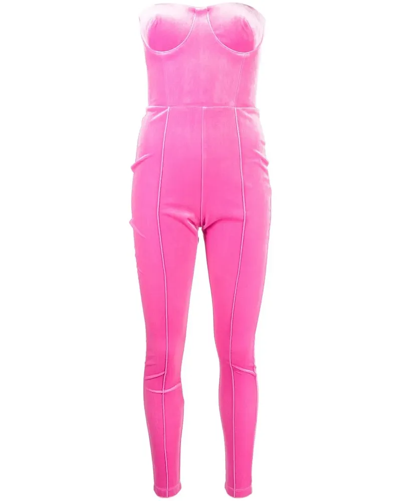 Alex Perry Beckham Catsuit aus Samt - Rosa Rosa
