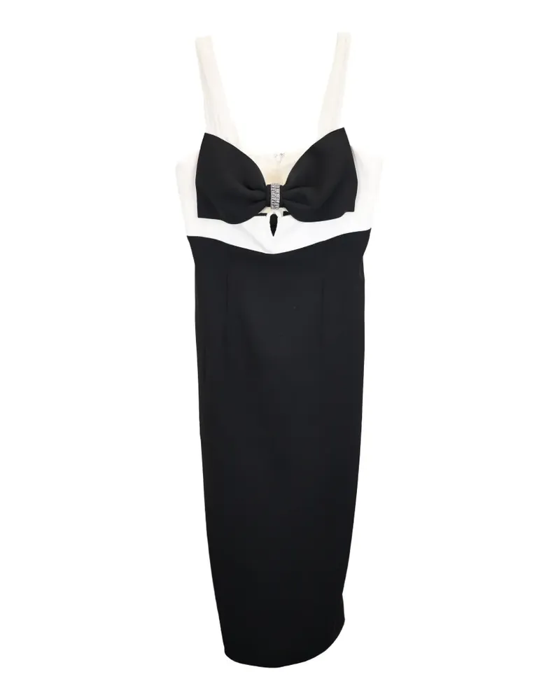 Self-Portrait bow-detail two-toned midi dress - Schwarz Schwarz