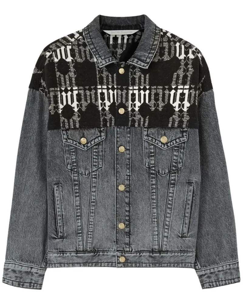 Palm Angels Jeansjacke aus Monogramm-Jacquard - Grau Grau