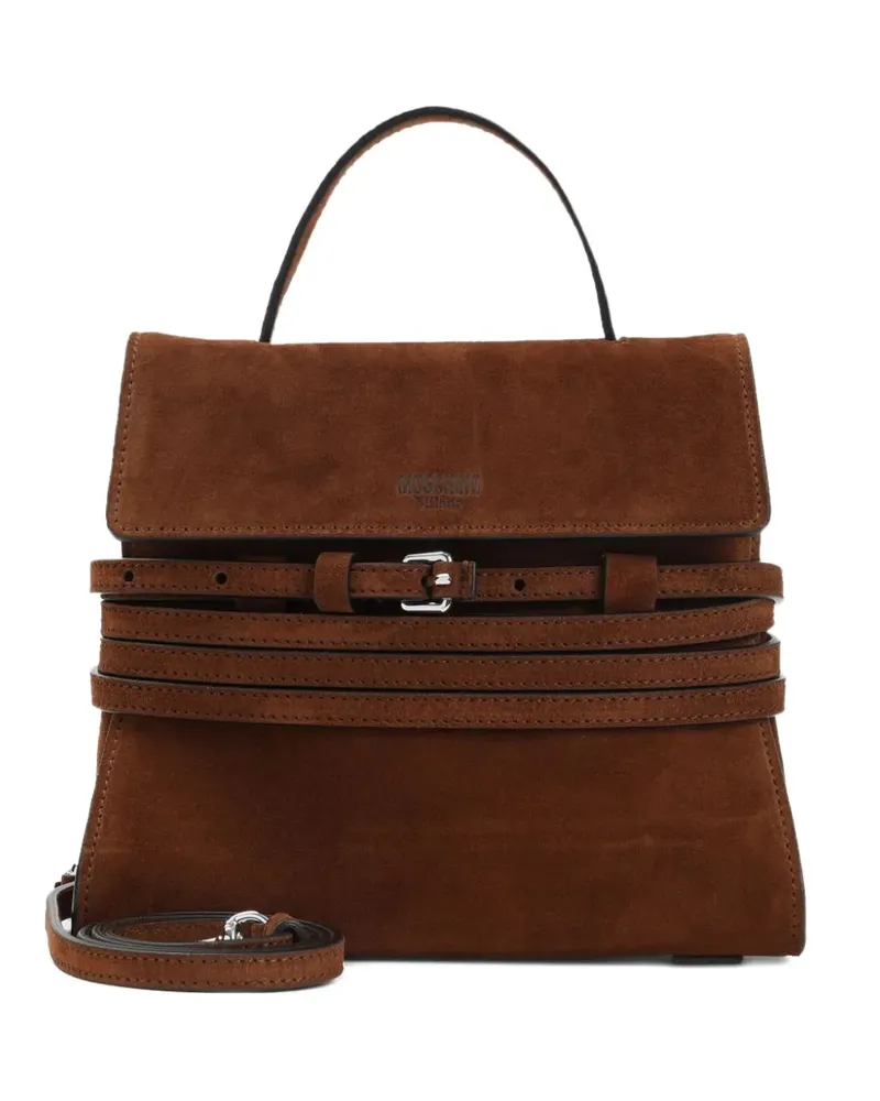Moschino suede buckle-detail tote bag - Braun Braun
