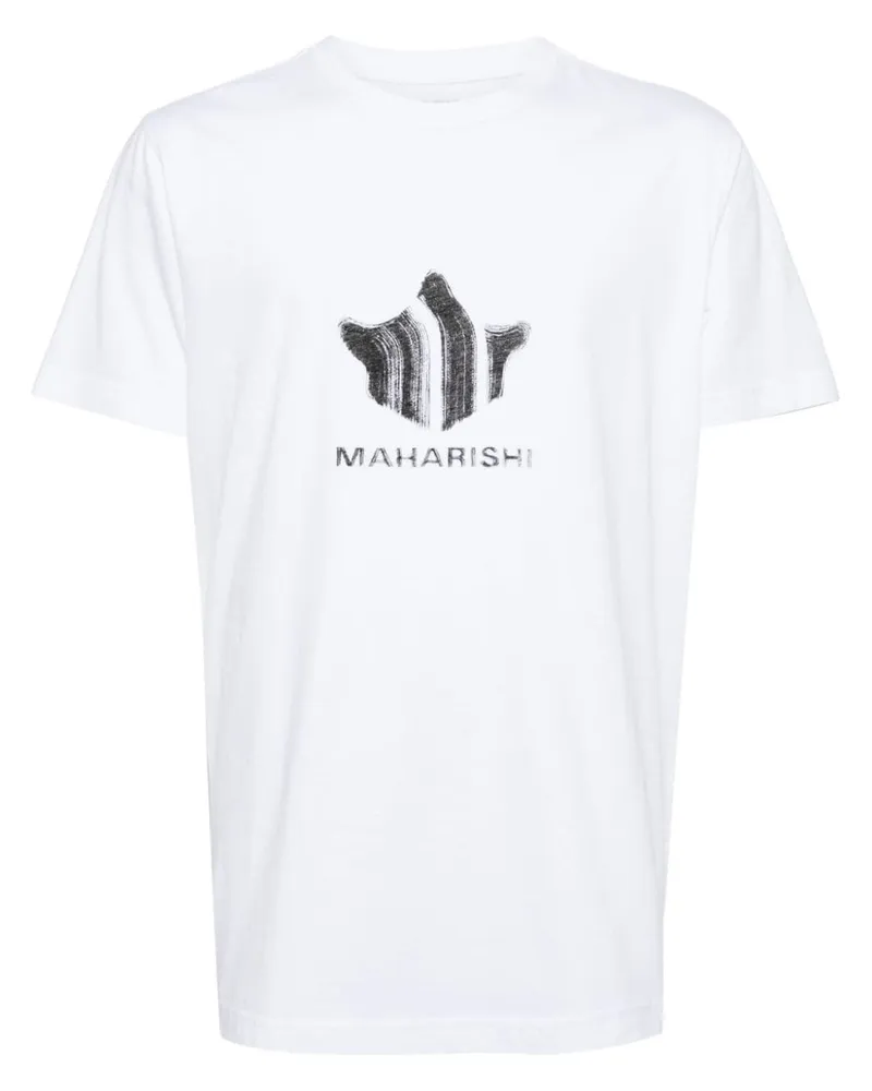maharishi Brushstroke Temple T-Shirt aus Bio-Baumwolle Weiß