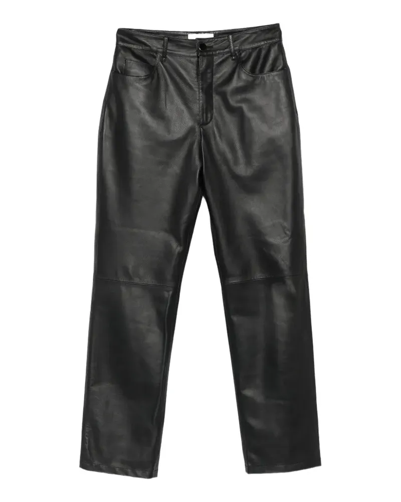 SOLOTRE straight-leg leather trousers - Schwarz Schwarz