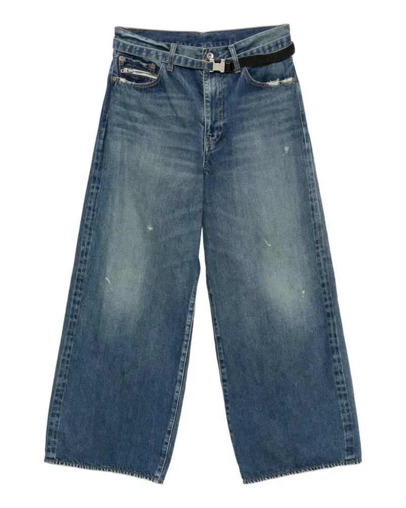 Sacai Weite Jeans im Distressed-Look - Blau Blau