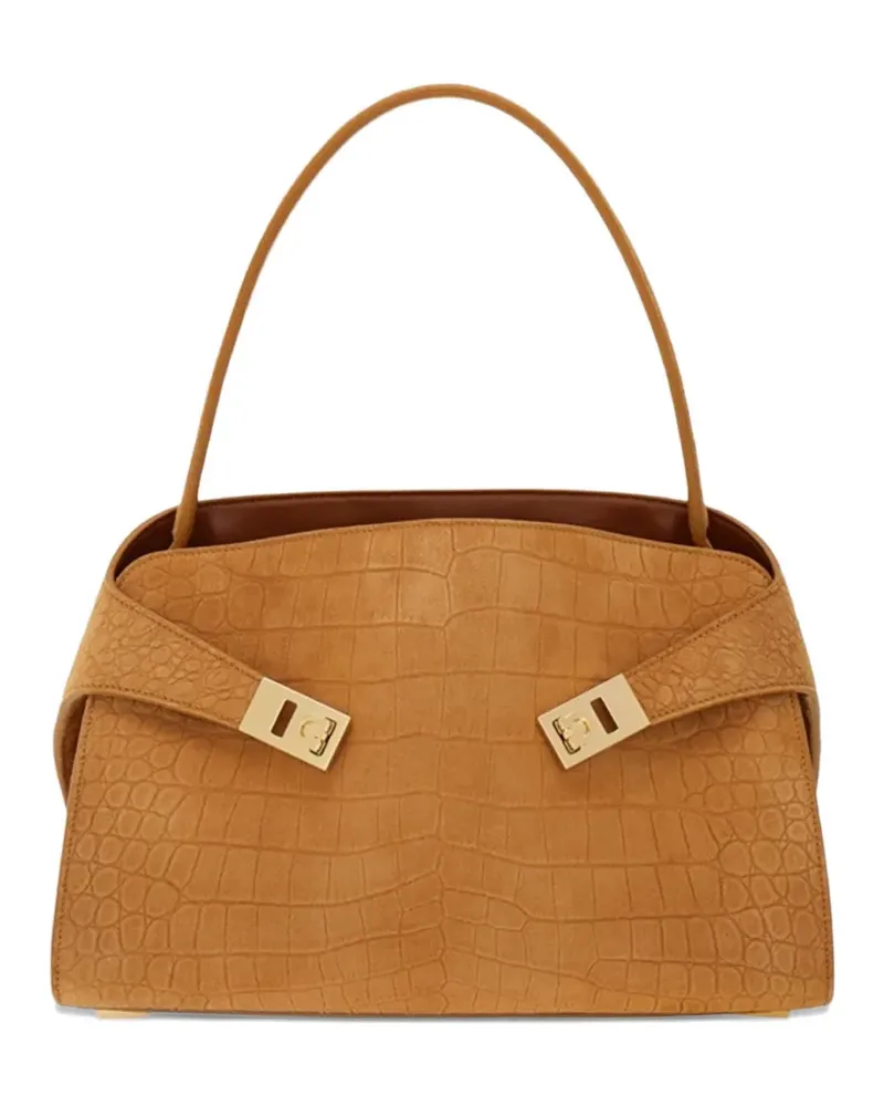 Ferragamo medium Hug suede shoulder bag - Braun Braun