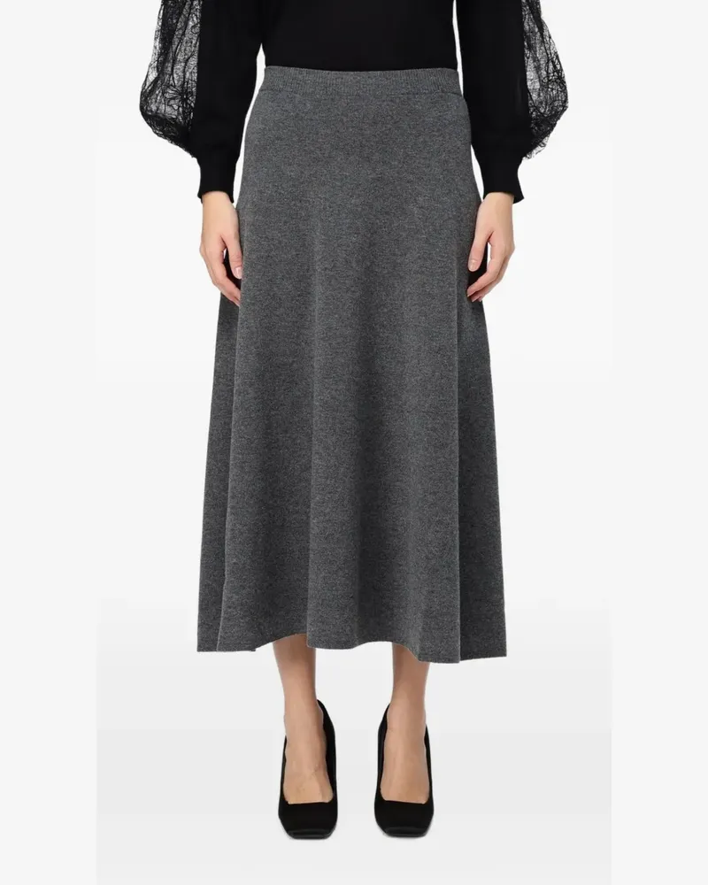 Fabiana Filippi Gestrickter Midirock in A-Linie mit geripptem Bund - Grau Grau