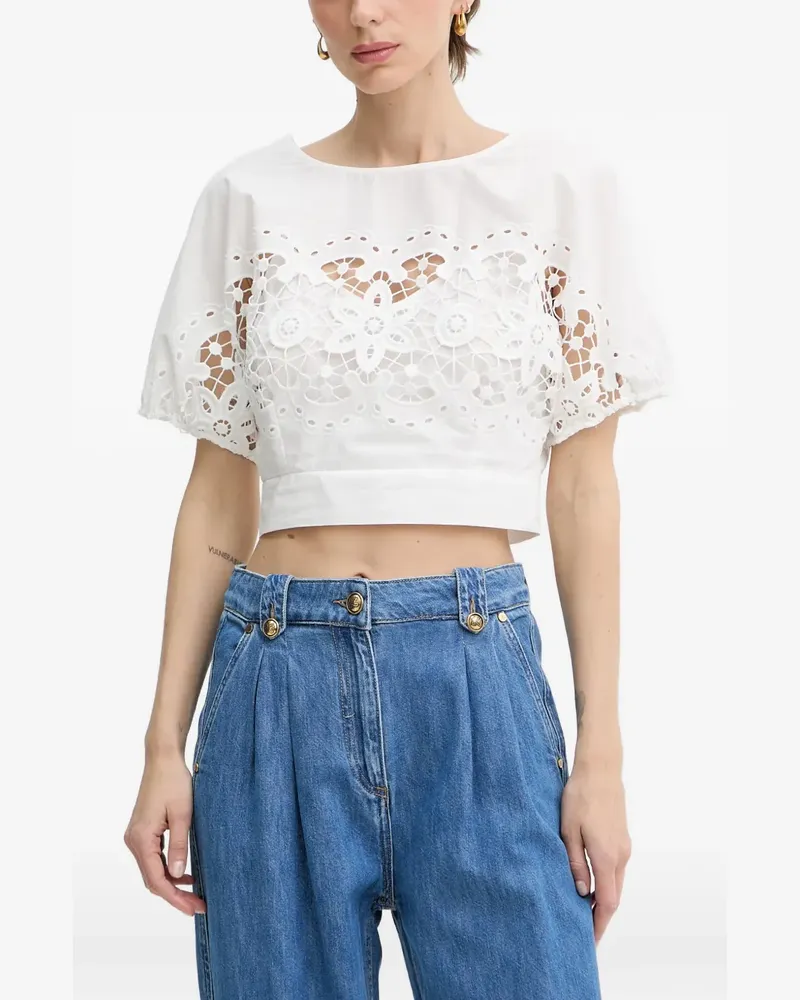 Patrizia Pepe broderie-anglaise cropped top - Weiß Weiß