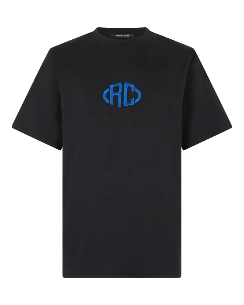 Roberto Cavalli T-Shirt mit Logo-Stickerei - Schwarz Schwarz